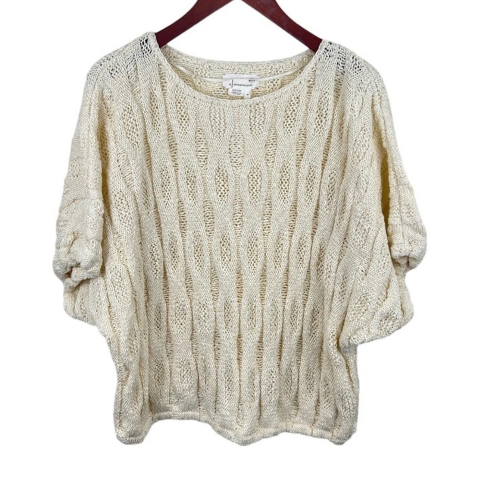 Anthropologie Cream Cable Knit Sweater